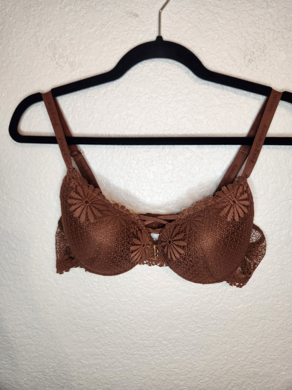 Juicy Couture brown lace push-up underwire bra 36B